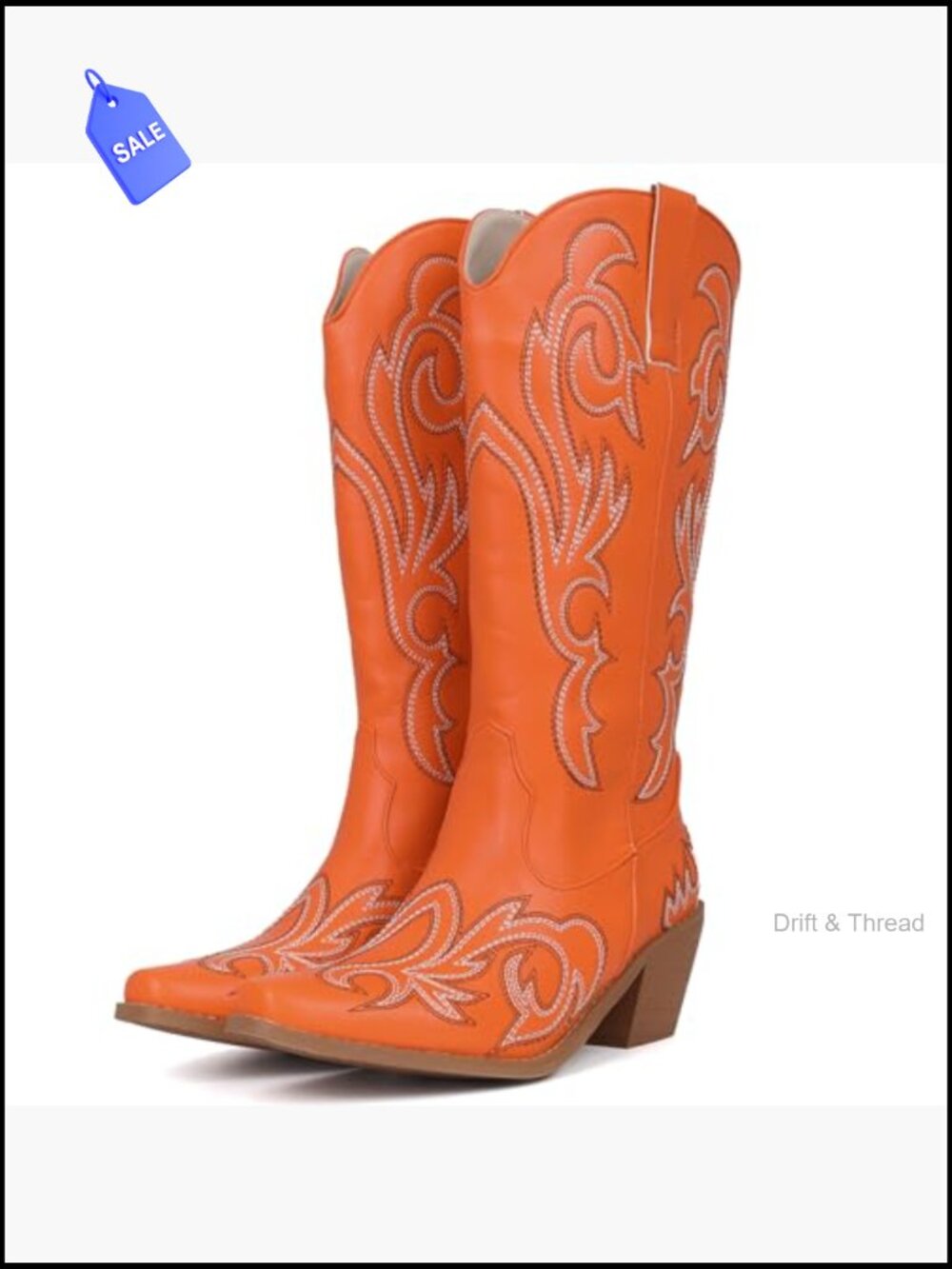 Embroidered Cowgirl Snip Toe Knee High Slip On Western Boots - Picture 3 of 7